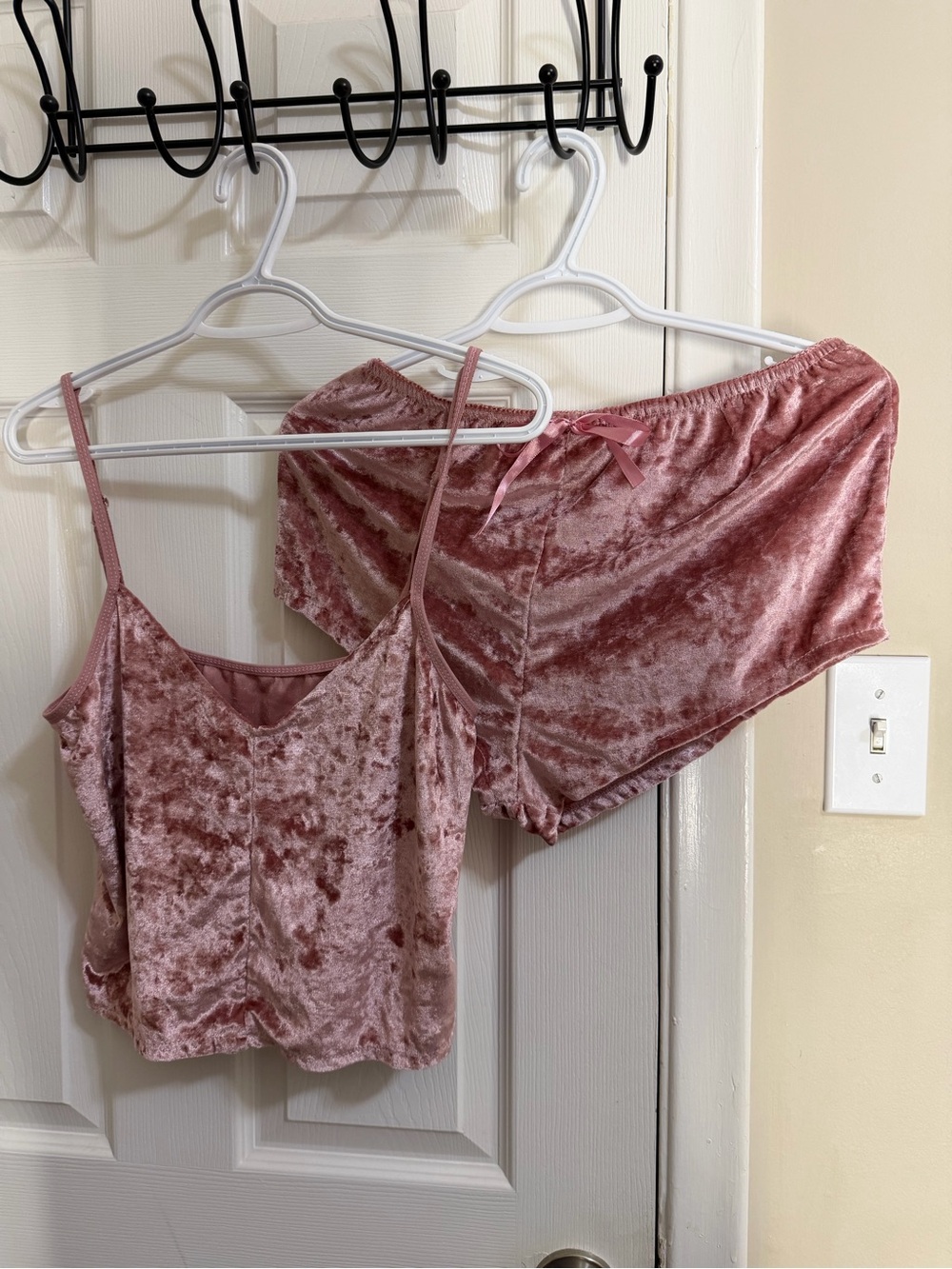 Crushed Velvet Pink Cami & Short Sleep Set
